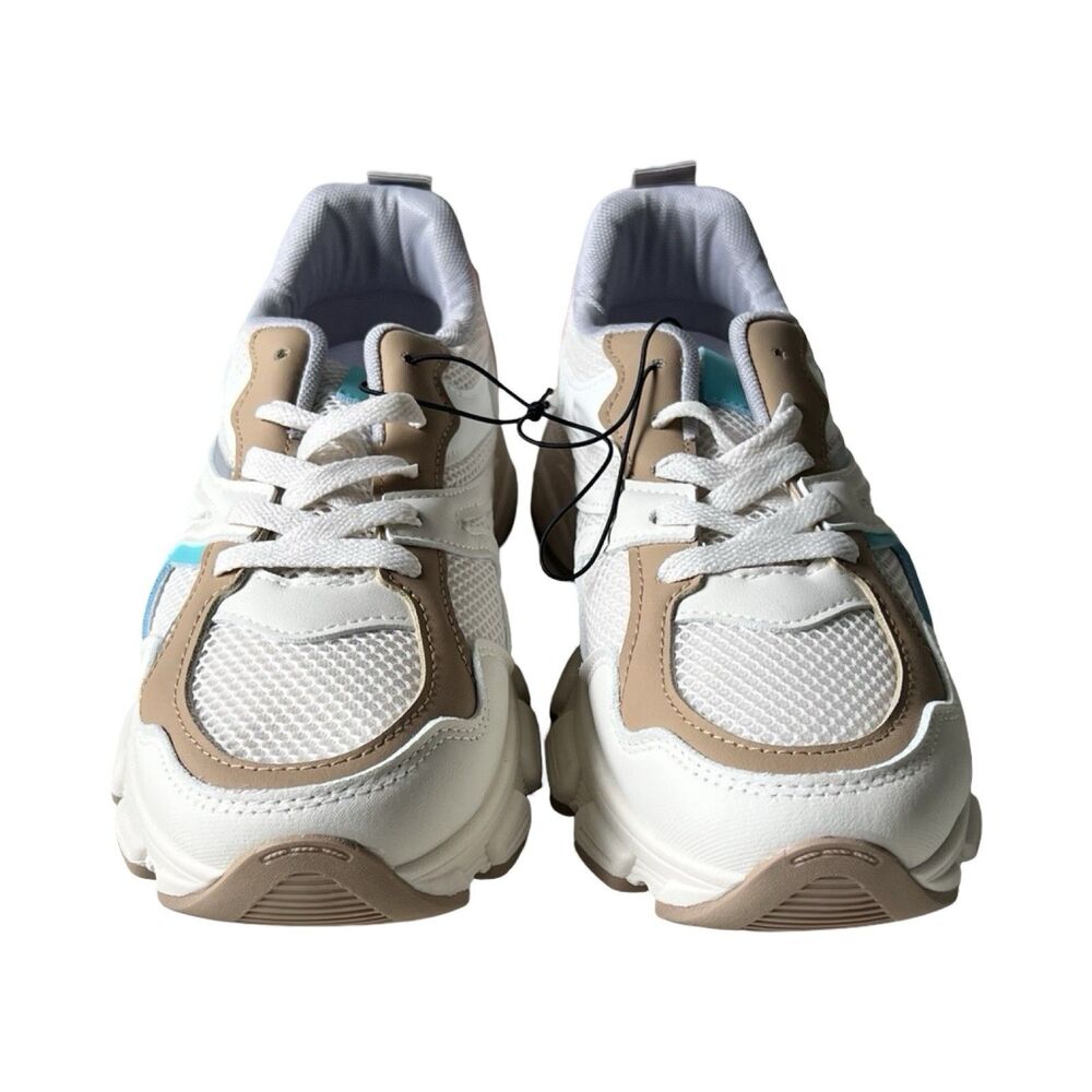 Streetwear Society Womens Chunky Platform Sneakers White Tan Pink Teal Size‎ 8
